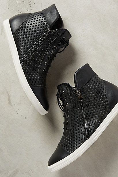 high top trendy black sneakers.